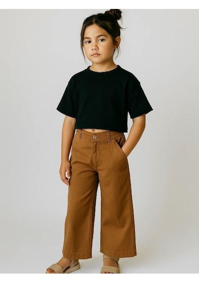 R.g Kız Çocuk Pamuklu Basic Crop T-shirt-15860 Siyah R.g Kız Çocuk Pamuklu Basic Crop T-shirt-15860 Siyah