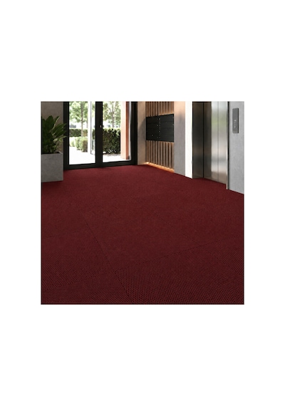 Karo Halı Modüler Yer Halısı Ev Ofis Oda Salon Koridor Antre Zemin Kaplama 50x50 Cm Kırmızı