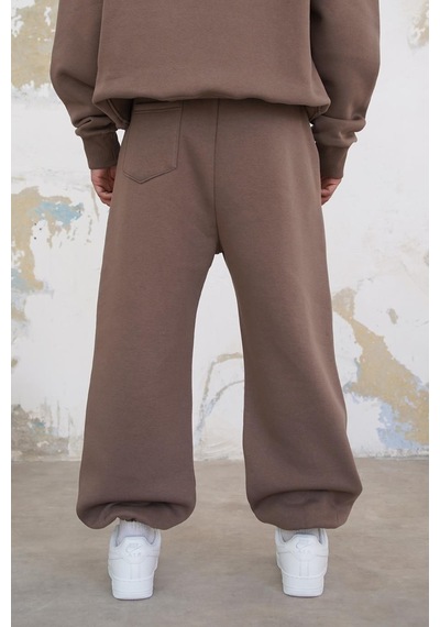 Açık Kahve Cozy Basic Paça Lastik Oversize Eşofman Açık Kahve