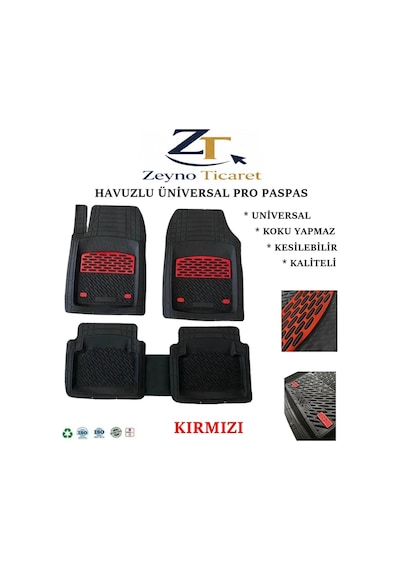 Honda Crv 2005 4 Cm Derin Havuzlu 5 Parça 3d Universal Oto Paspas Siyah-kırmızı