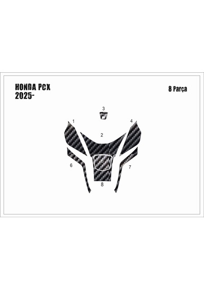 Honda Pcx 2025- Tank Pad Ve Grenaj Kaplama 8 Parça Siyah 74213423
