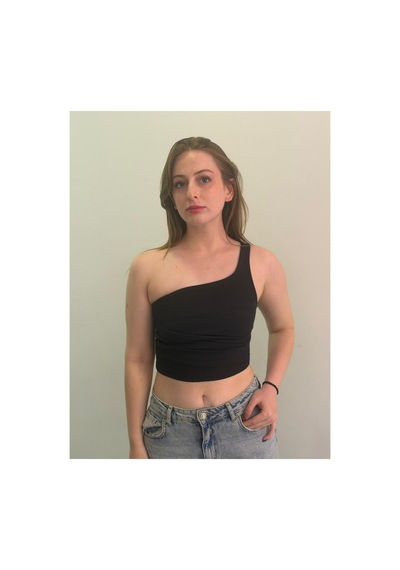 Arba Ünü Degaje Crop Bluz Siyah Siyah