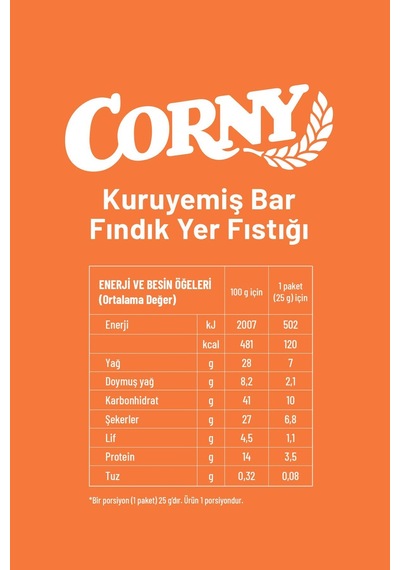 Corny Kuruyemiş Bar Fındık Yer Fıstığı X 12 Adet