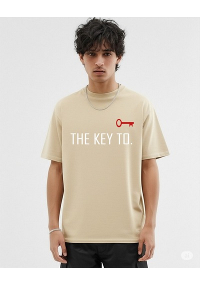 Nevermind Unisex Çift Erkek Kadın Tişört 2li Set Takım The Key To Baskılı Sevgili Kombini Bej