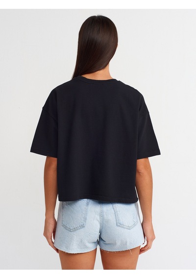 Dilvin Kısa Kollu Pamuklu T-shirt Siyah