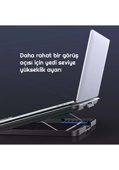 Icecoorel Alimünyum Hız Ayarlı Notebook Soğutucu Ergonomik Stand 12-17inç Uyumlu