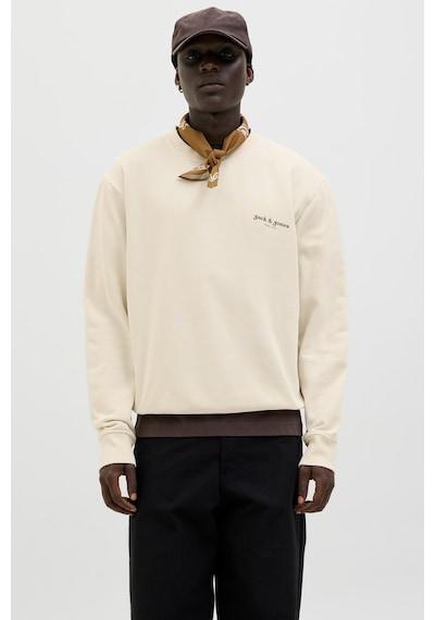 Jack & Jones Jjedover Prınt Sweat Crew Beyaz Erkek Sweatshirt 000000000102352988 Beyaz