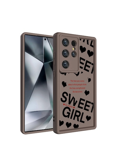 More Tr Samsung Uyumlu Galaxy S23 Ultra Kılıf Kamera Korumalı Baskılı Arka Yüzey Mtr Klas Kapak - Açık Kahve