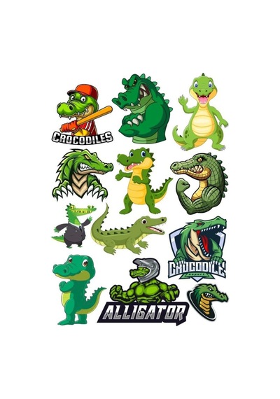 Timsah Sticker Set-5 12 Parça Telefon, Tablet, Defter, Laptop Sticker