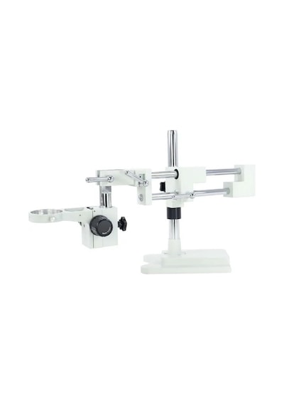Szm Mikroskop Standı Çift Kollu Hareketli Bom Stand- Beyaz Ø76mm Tutucu / 380mm Sütun