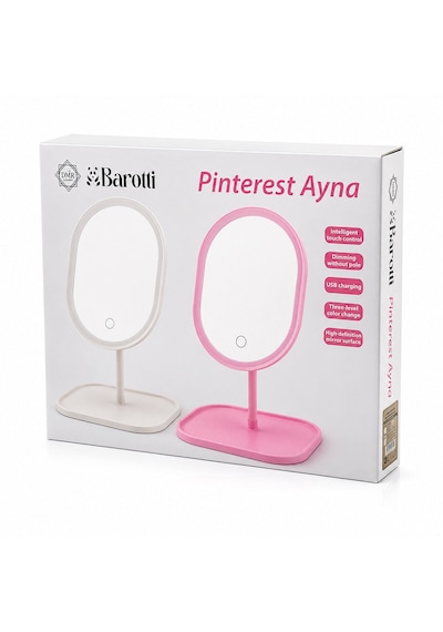 Yuvarlak- Düz Kenar 7 İnç Ledli - Usb Şarjlı Makyaj Aynası 90 Takılıklı Ayakr.pls 17.5cm 5523 Açık Gold
