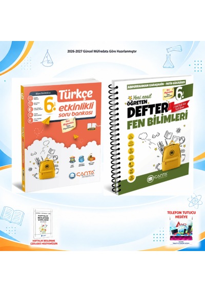 Çanta Yayınları 2026-2027 6. Sınıf Tüm Dersler 2 Kitap Türkçe Soru/fen Defter Set