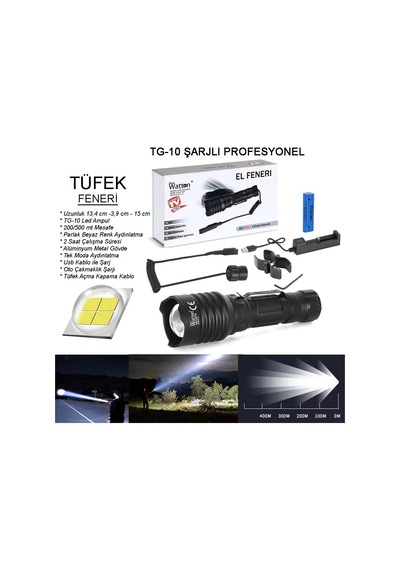 Tg-10 Şarjlı Profesyonel Av Feneri Wt-620 Beyaz