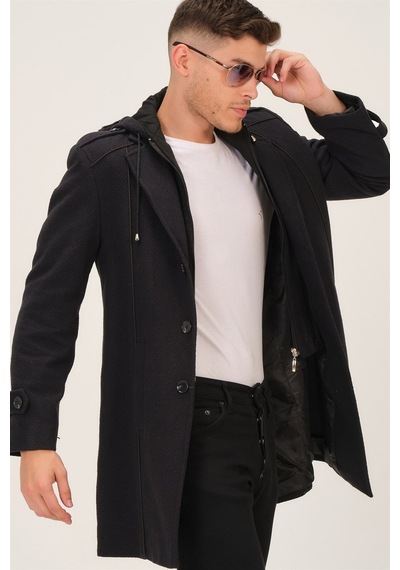 Plt8334 Dewberry Erkek Palto-Siyah-Lacivert-Siyah-Lacivert Lacivert - Siyah