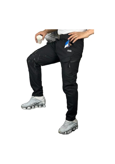 Mikro Taktikal Outdoor Kargocep Içipolarlı 7cepli Softjel Sıvı Ve Rüzgar Geçirmez Kışlıkcargoceppantolon Siyah