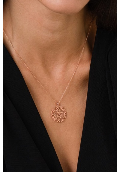 Saenasilver Rose Lotus Çiçeği Gümüş Kolye