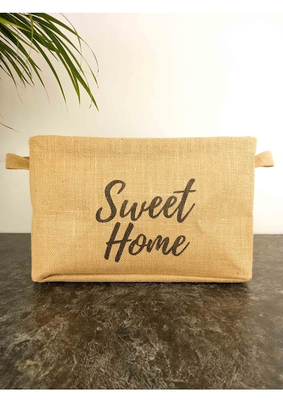 Bitki Tasarımı Sweet Home Jüt Hasır Ev Düzenleyici Mutfak Banyo Salon Sepeti Katlanır Sıvı Korumalı Büyük