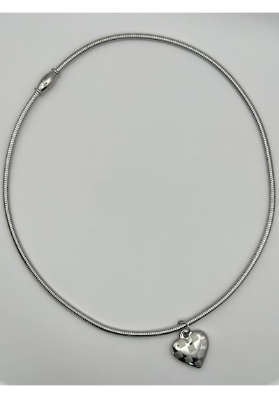 Arnes Jewelry Çelik Gold Ve Silver Kalpli Kolye Gümüş