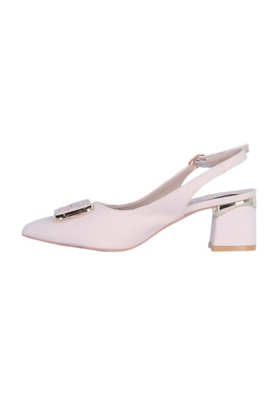 Esracan 2803 5cm Slingback Topuklu Ayakkabı Krem