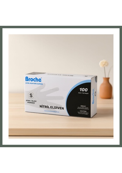 Bezos Nitril Muayene Eldiveni Siyah Pudrasız S 100lü Bzstk