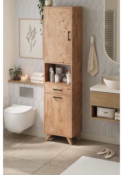 Bofigo Çok Amaçlı Dolap Banyo Dolabı Kirli Çamaşır Sepeti Dolabı Şelale Çam