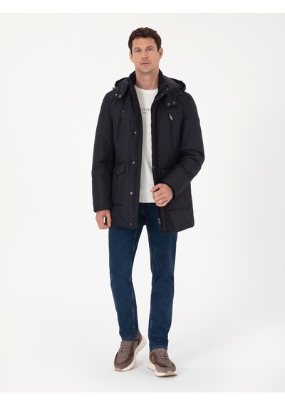 Cacharel Lacivert Regular Fit Kapüşonlu Mont