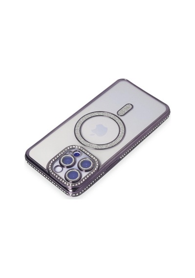 Apple  Uyumlu  iPhone 14 Pro Kılıf Joke Simli Magneticsafe Kılıf Derin Mor