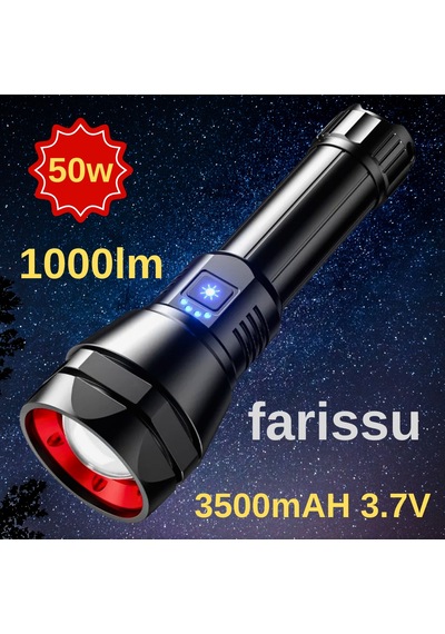 Profesyonel Led El Feneri - 50w Güç, 1000 Lümen Aydınlatma Rt-526 Siyah