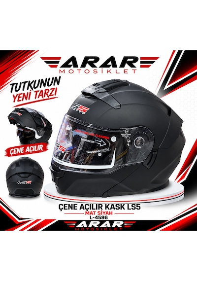 Çene Açılır Kask Ls5 Mat Siyah L-4596