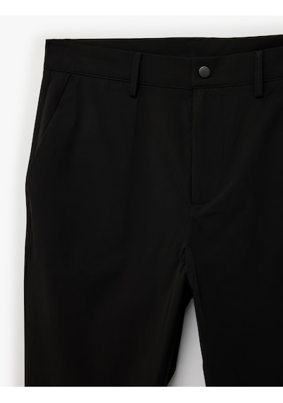 Koton Normal Bel Cepli Düğmeli Slim Fit Non Iron Esnek Kumaş Pantolon Siyah 6sam40085hw