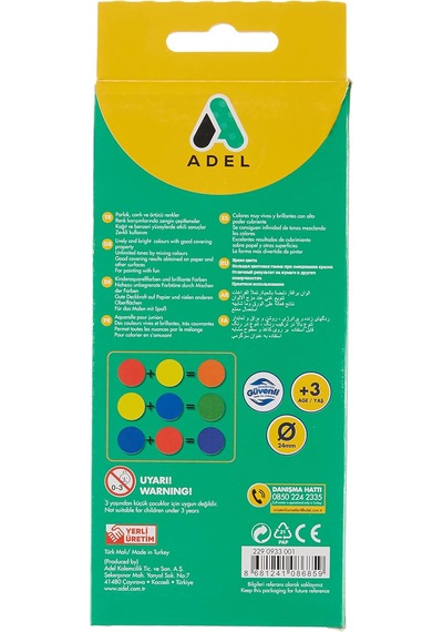 Adel 30 Adet 12 Renk Sulu Boya 12 Renkli