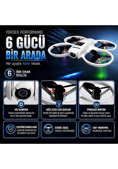 L88 Hd Kamera Ledli 360 Dönebilen Optik Akış Sabitleme Ve Başsız Modlu Drone