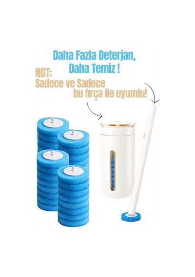 32 Adet 4 Paket Okyanus Premium Deterjanlı Tek Kullanımlık Tuvalet Temizleme Süngeri Duvara Mo