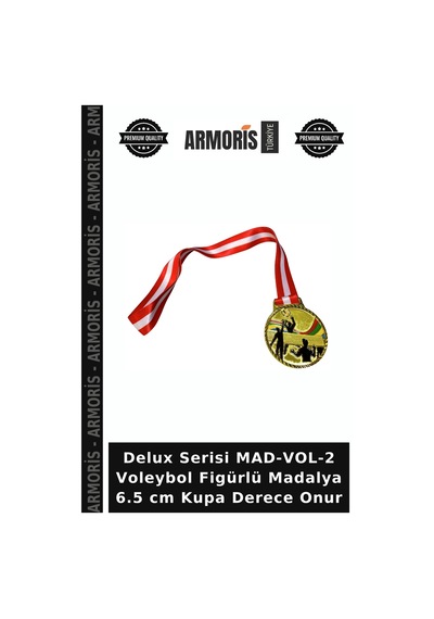 Delux Serisi Mad-vol-2 Voleybol Figürlü Madalya 6.5 Cm Kupa Derece Onur Çok Renkli