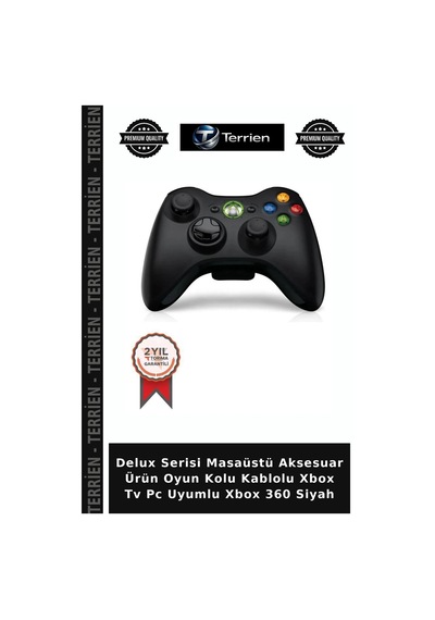 Delux Serisi Masaüstü Aksesuar Ürün Oyun Kolu Kablolu Xbox Tv Pc Uyumlu Xbox 360 Siyah