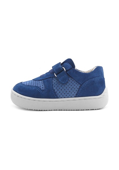 Rakerplus Bob Hakiki Deri Mavi Barefoot Cırtlı Lastikli Bebek Sneaker Ayakkabı