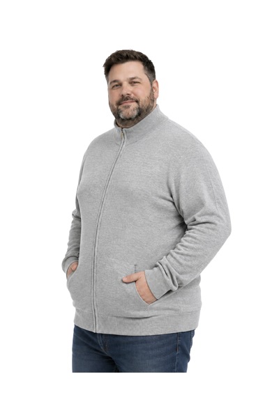 Battalmoda Erkek Büyük Beden Gri Basic Cepli Triko Hırka 3xl-4xl-5xl-6xl