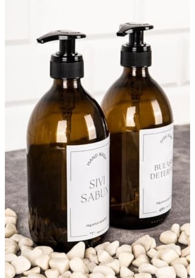 Tr 2'li Cam Sabunluk Seti Bambu Altlıklı Şık Standlı Sıvı Sabunluk Mutfak Ve Banyo İçin Modern Cam Dispen Diğer