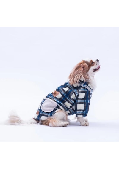 Pawstar Mavi Chicago Checks Küçük Irk Köpek Pofuduk Ceket