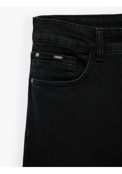 Koton Normal Bel Cepli Pamuklu Slim Fit Jean Pantolon - Brad Jean Siyah 6sam40277nd
