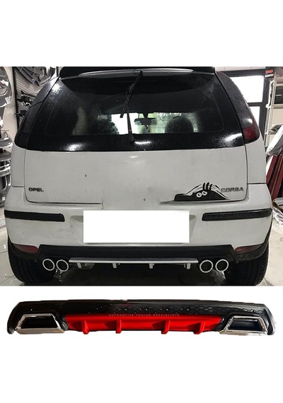 Opel Corsa C Kırmızı Difüzör Çiftli Kare Egzoz Görünümlü D Tip Difizör