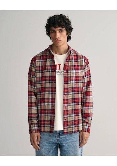 Gant Erkek Regular Fit Düğmeli Yaka Kareli Gömlek-bordo Bordo