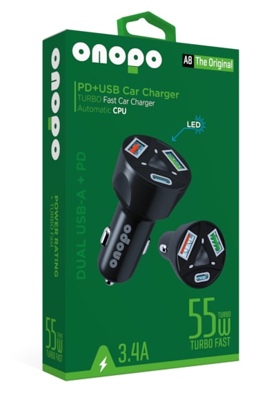3.4a Type-c Pd Ve Çift Usb Girişli Turbo Hızlı Araç Şarjı 55w -
