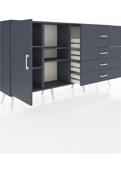 Arges Konsol 4 Raflı 4 Çekmeceli Tek Kapaklı 176x30x99 Antrasit-antrasit Antrasit - Antrasit Arges Konsol 4 Raflı 4 Çekmeceli Tek Kapaklı 176x30x99 Antrasit-antrasit Antrasit - Antrasit