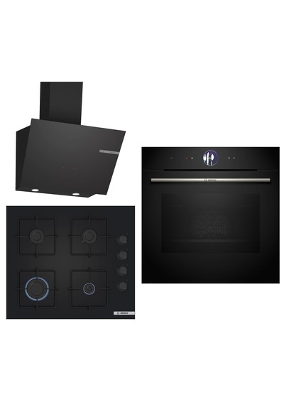 Bosch Black Deluxe HBG7563B1 4D Hot Air - POP6C6P31O 3D Fry - DWK66PJ60T 3 Lü Ankastre Set 606