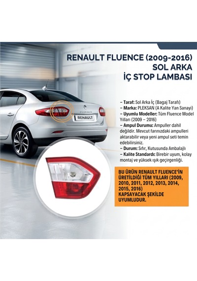 Renault Fluence 2009-2016 Model Arası Sol İç Stop 1 Adet