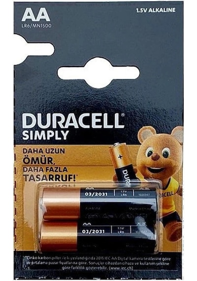 Duracell Simply 1.5v Alkaline Aa Kalem Pil 2'li Paket