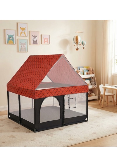 Missidea Siyah Çatılı Kare Bebek Ve Çocuk Oyun Alanı 120x120 Cm