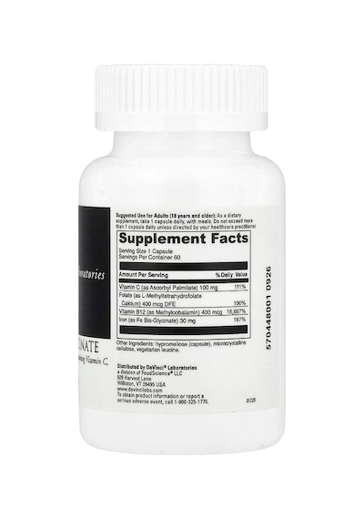Davinci Laboratories, Iron Bis-glycinate, 60 Capsules