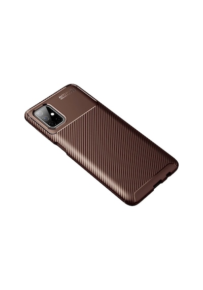 Samsung Uyumlu Galaxy M51 Uyumlu Kılıf Auto Focus Karbon Kapak - Kahverengi